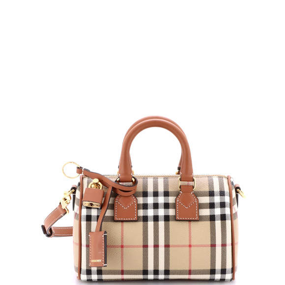 Burberry Mini Bowling Bag Vintage Check Coated Canvas - Picture 1 of 5